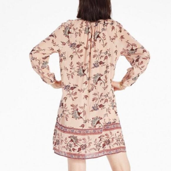 Lucky Brand Boho Floral Peasant‎ Dress Rose Long Sleeve Casual Chic Small - Picture 3 of 14